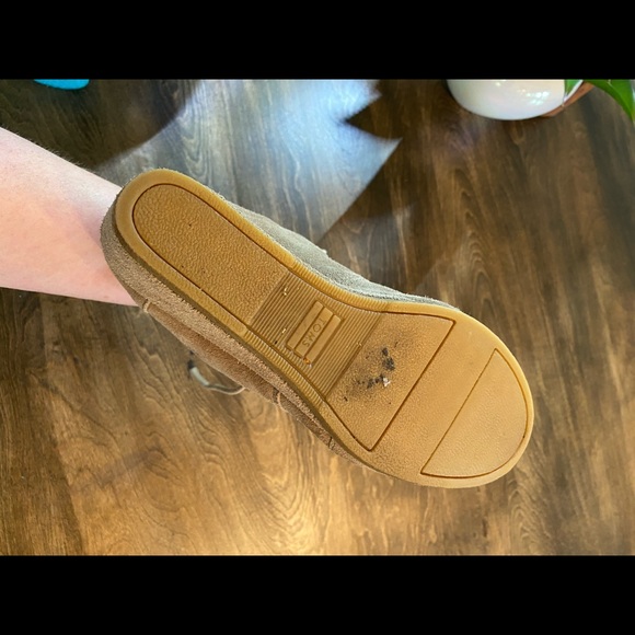 Toms Kala beige suede ankle boots booties ties city-style wedgies size 8 #1354 - Picture 6 of 8